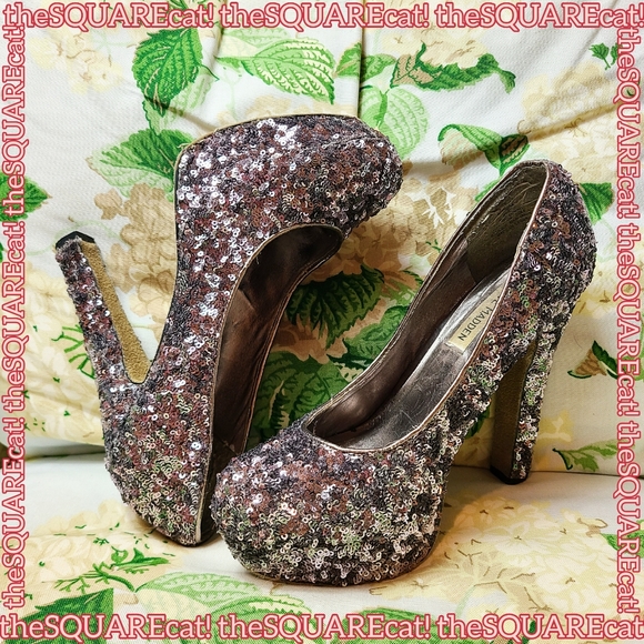 β¨ STEVE MADDEN π pinup sequins sparkles princess barbie platform high heels!π€